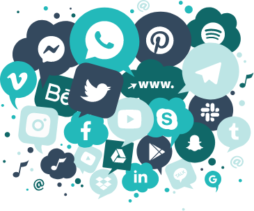A collage of social media icons